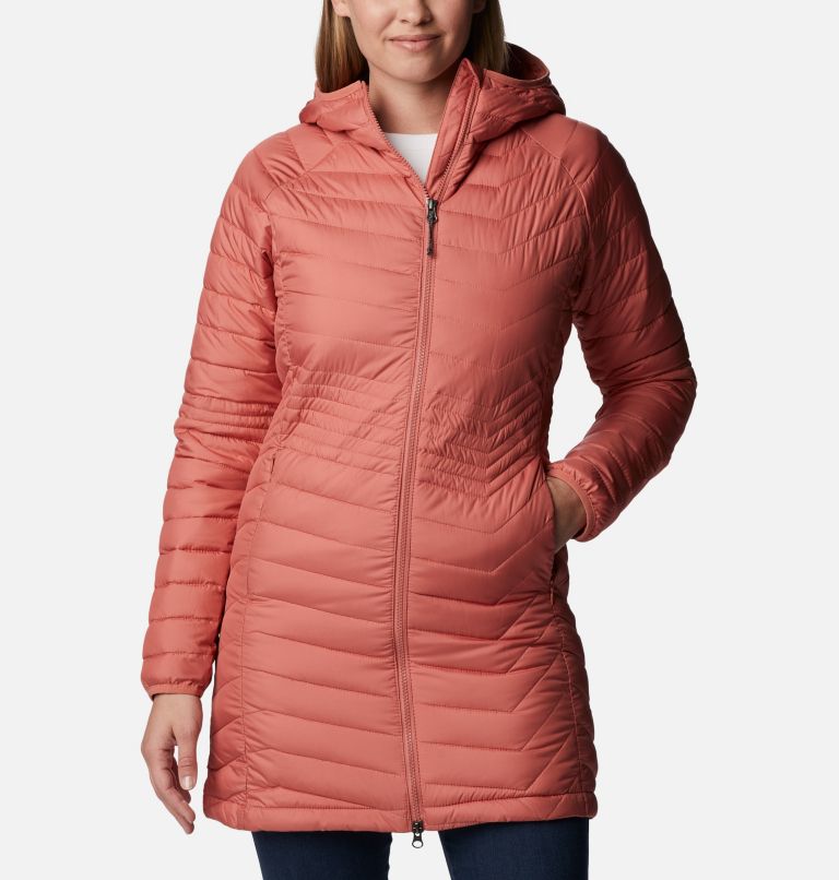 Women's Powder Lite Mid Jacket, Color: Dark Coral, image 1