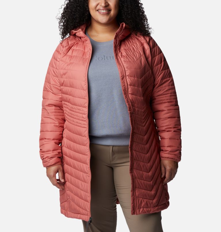 Thumbnail: Women’s Powder Lite Mid Jacket - Plus Size, Color: Dark Coral, image 7