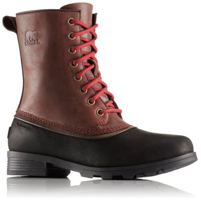 sorel black boots with red laces