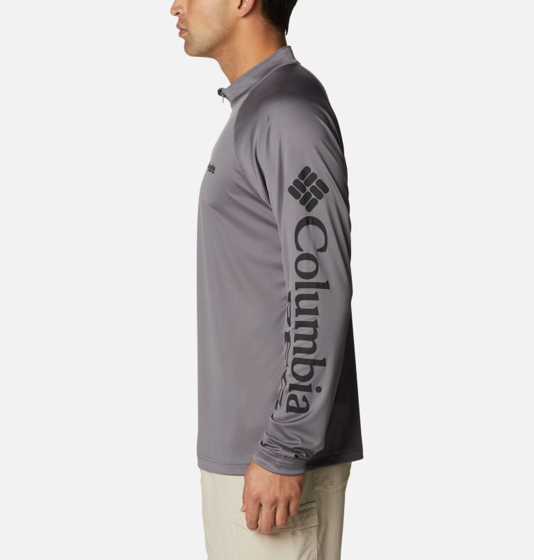 Men’s PFG Terminal Tackle 1/4 Zip Pullover, Color: City Grey, Black Logo, image 3
