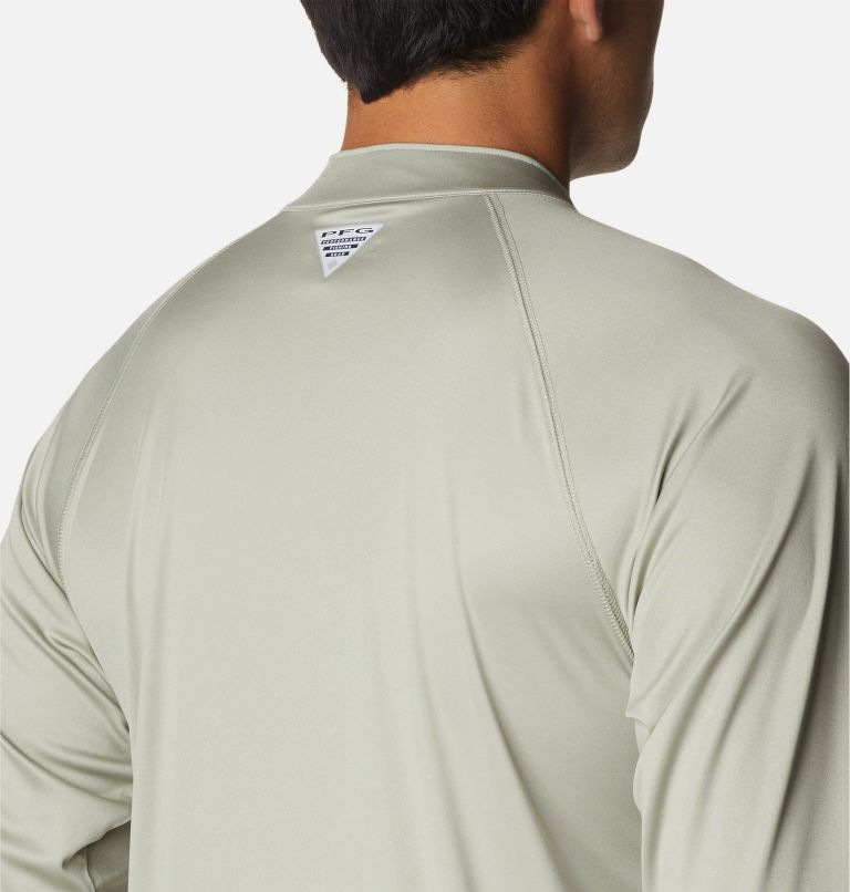 Thumbnail: Men’s PFG Terminal Tackle 1/4 Zip Pullover, Color: Safari, Cool Green Logo, image 5