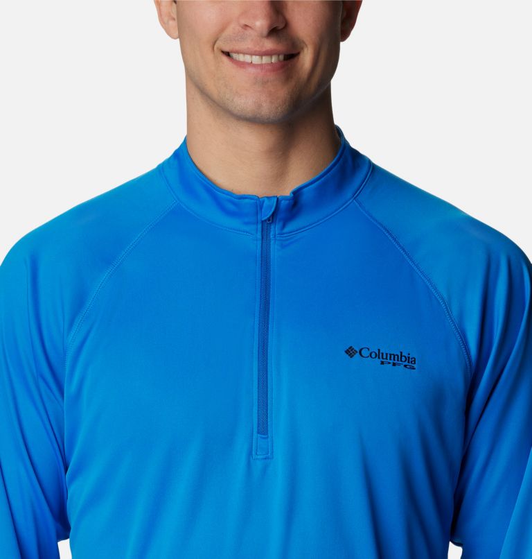 Men’s PFG Terminal Tackle 1/4 Zip Pullover, Color: Hyper Blue, Black Logo, image 4