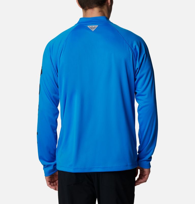 Men’s PFG Terminal Tackle 1/4 Zip Pullover, Color: Hyper Blue, Black Logo, image 2