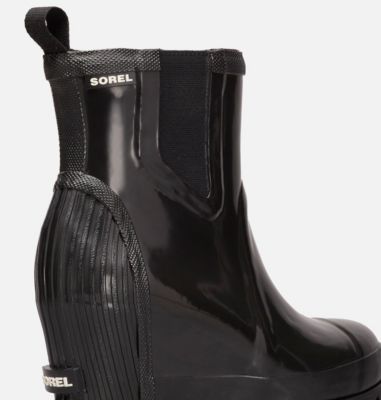 sorel joan glossy wedge rain boot