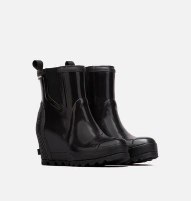 sorel joan glossy wedge rain boot