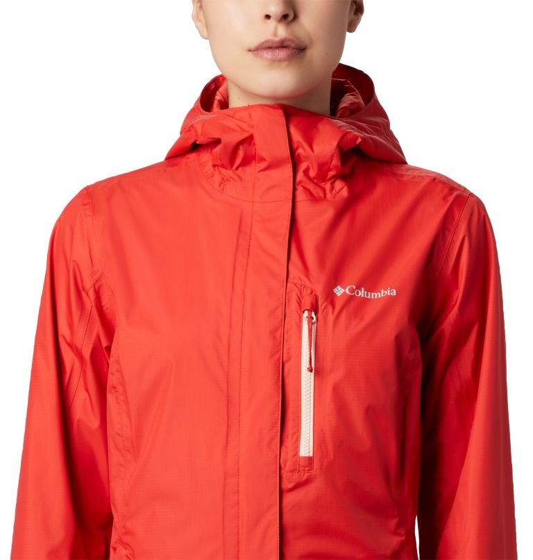 Women's Pouring Adventure II Jacket, Color: Bold Orange, Peach Cloud Zip, image 3
