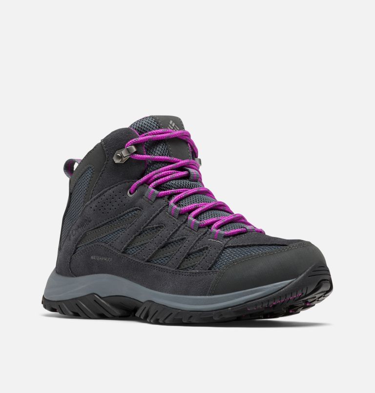 Women's Crestwood Mid Waterproof Hiking Boot, Color: Graphite, Bright Plum, image 2
