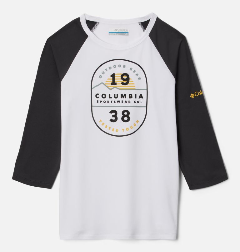 Kids’ Outdoor Elements 3/4 Sleeve Shirt, Color: White, Shark CSC Graphic, image 1