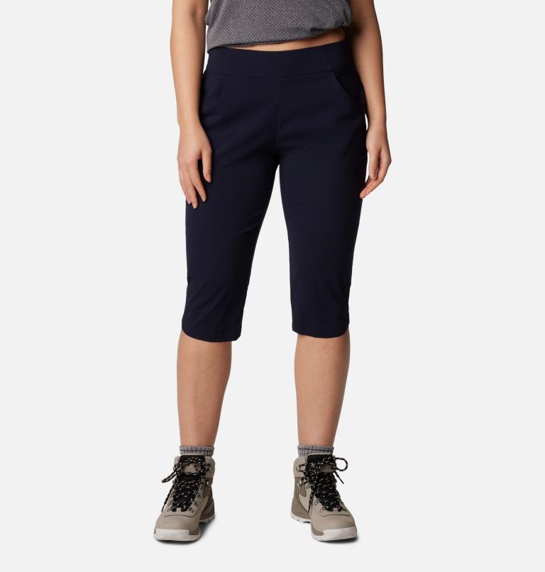 HDE Pull On Capri Pants For Women with Pockets Elastic Waist Cropped Pants  Navy Blue - M