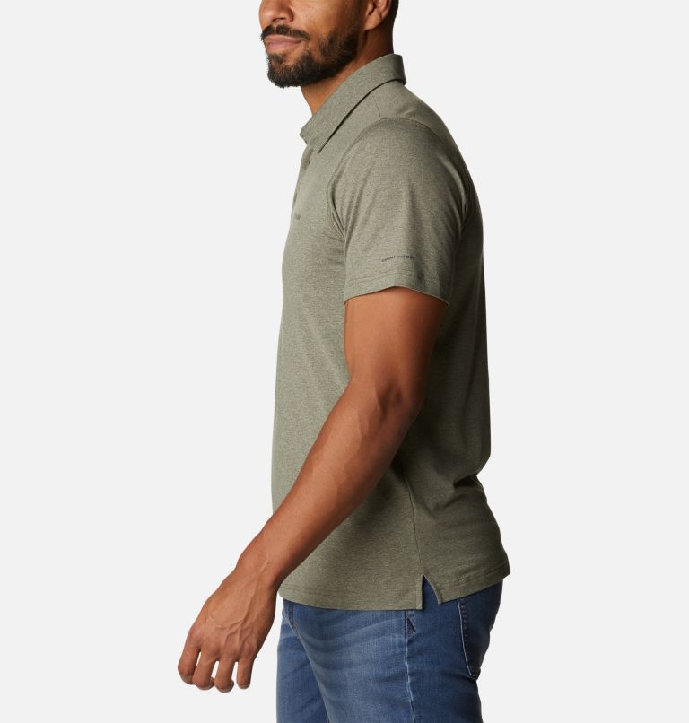 Men's Tech Trail Technical Polo, Color: Stone Green Heather, image 3