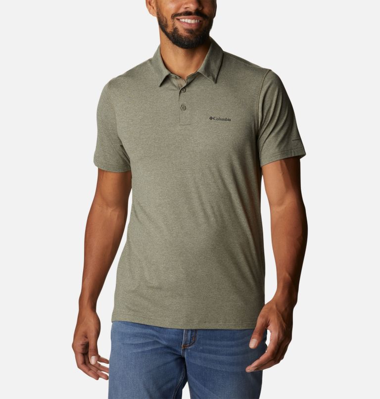 Polo Tech Trail Homme, Color: Stone Green Heather, image 1