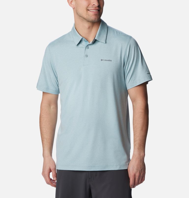Polo Tech Trail Homme, Color: Stone Blue Heather, image 1