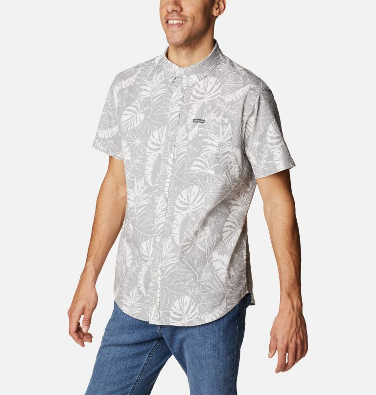 Men's Rapid Rivers Printed Short Sleeve Shirt, Color: Columbia Grey King Palms