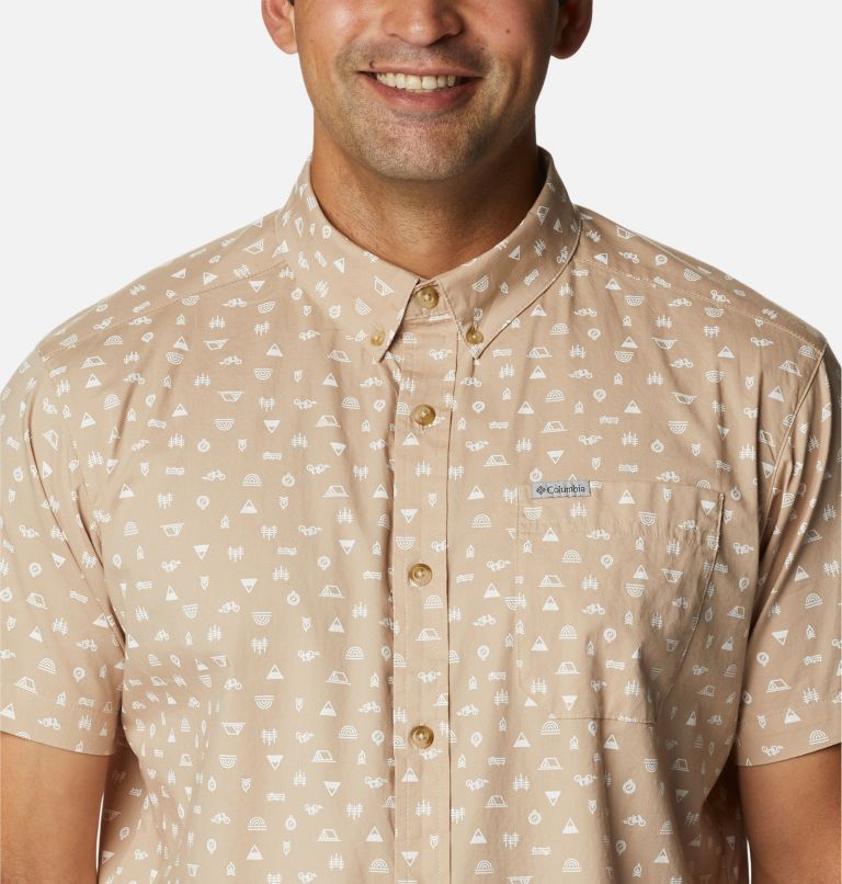 Men's Rapid Rivers Printed Short Sleeve Shirt, Color: Ancient Fossil Camp Icon, image 4