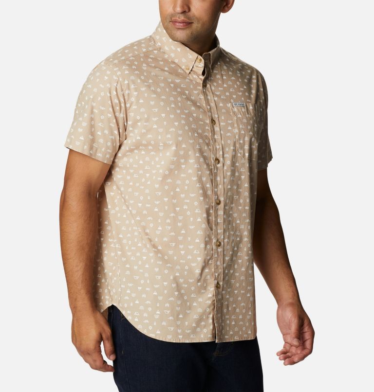 Thumbnail: Men's Rapid Rivers Printed Short Sleeve Shirt – Tall, Color: Ancient Fossil Camp Icon, image 5