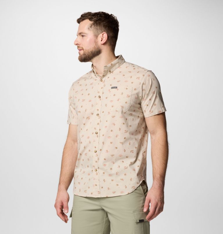 Men's Rapid Rivers Printed Short Sleeve Shirt, Color: Dark Stone Deserted, image 4