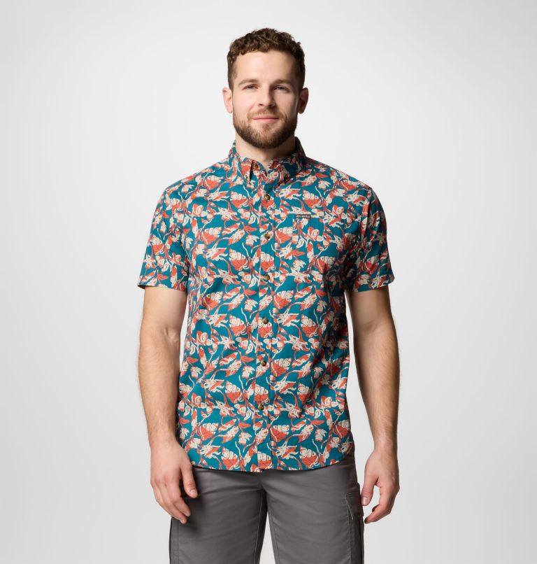Men's Rapid Rivers Printed Short Sleeve Shirt, Color: River Blue Vined, image 1