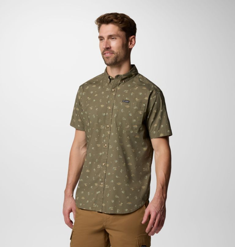 Men's Rapid Rivers Printed Short Sleeve Shirt, Color: Stone Green Deserted, image 3