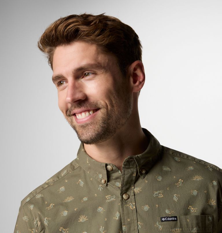 Men's Rapid Rivers Printed Short Sleeve Shirt, Color: Stone Green Deserted, image 4