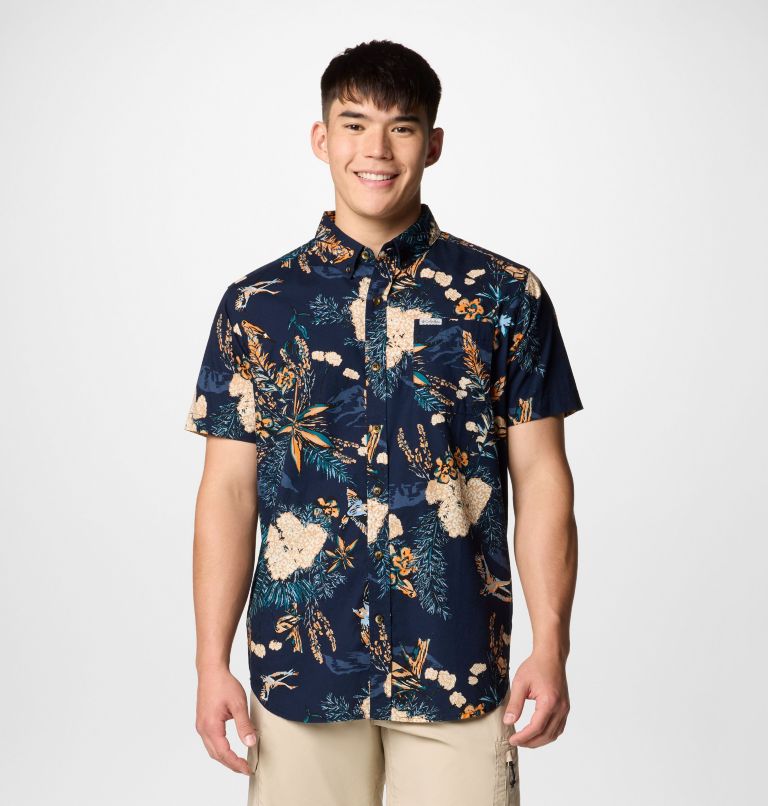 Chemise à manches courtes Rapid Rivers Printed Homme, Color: Collegiate Navy Outbacked, image 1