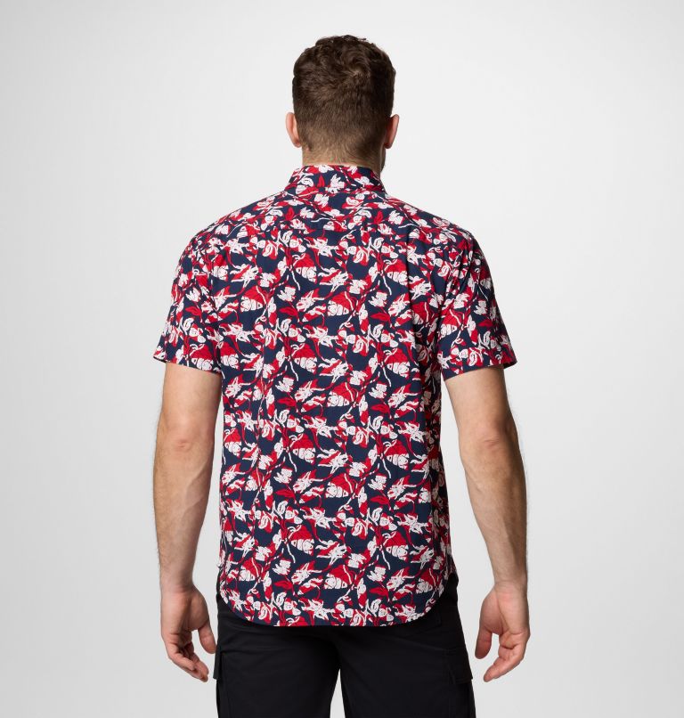 Men's Rapid Rivers Printed Short Sleeve Shirt, Color: Collegiate Navy Vined, image 3