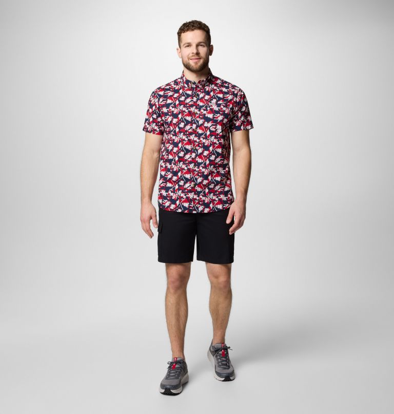 Men's Rapid Rivers Printed Short Sleeve Shirt, Color: Collegiate Navy Vined, image 2