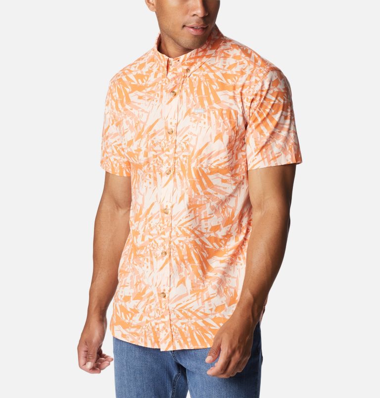 Men's Rapid Rivers Printed Short Sleeve Shirt, Color: Desert Orange Dye Palms, image 5