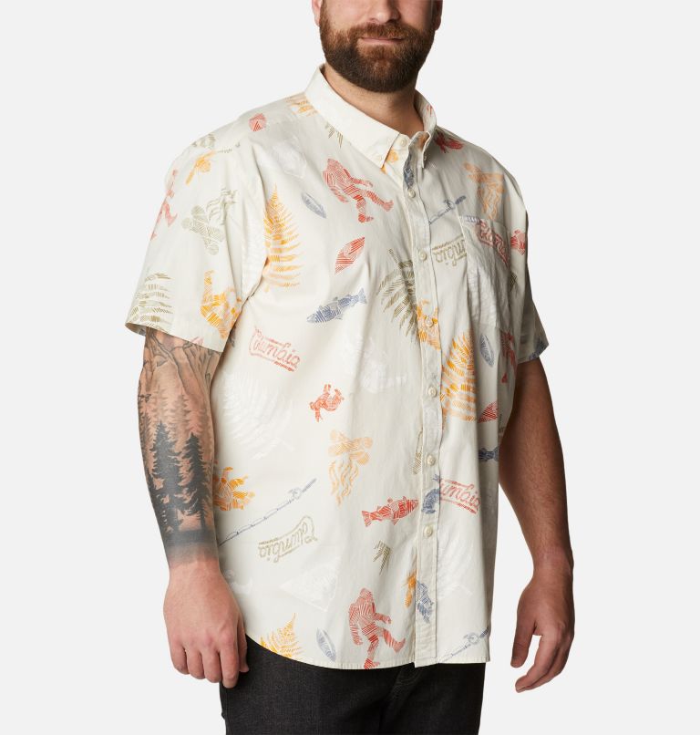 Chemise à manches courtes imprimée Rapid Rivers pour homme – Tailles fortes, Color: Chalk Wanderlandia