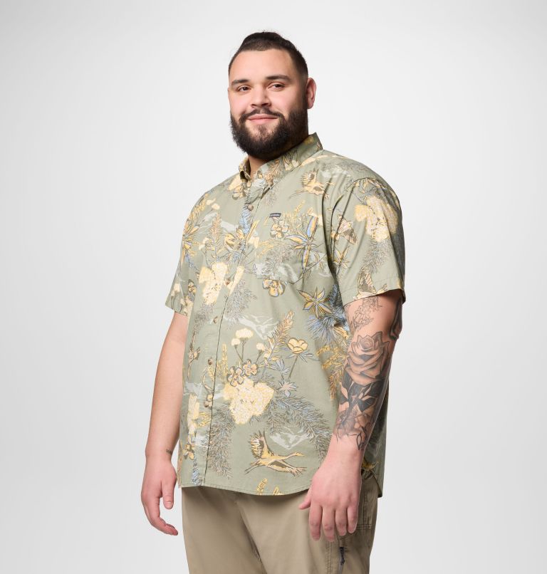 Men's Rapid Rivers Printed Short Sleeve Shirt – Big, Color: Stone Green Outbacked, image 4