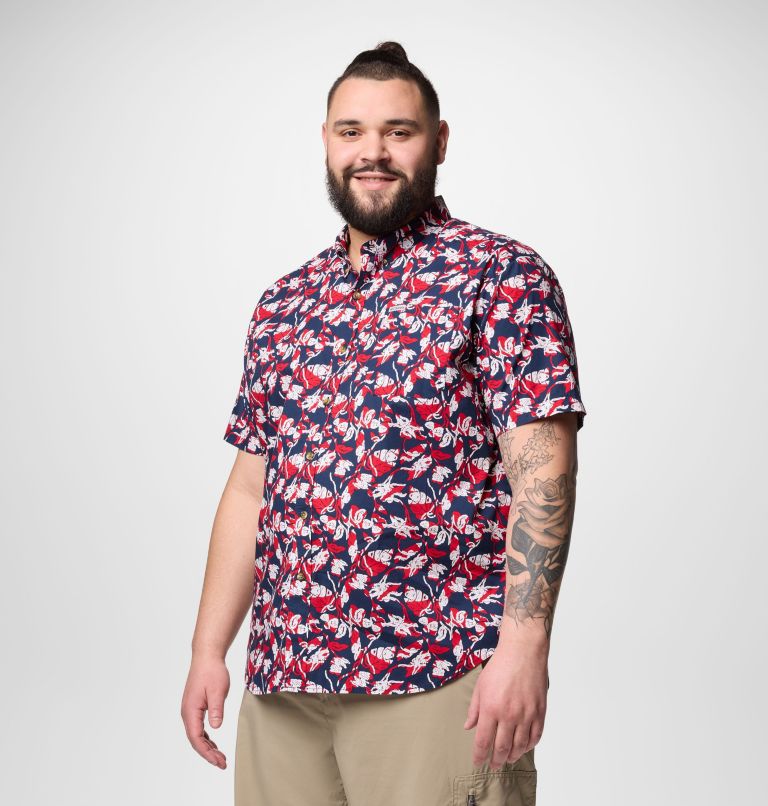 Men's Rapid Rivers Printed Short Sleeve Shirt – Big, Color: Collegiate Navy Vined, image 4