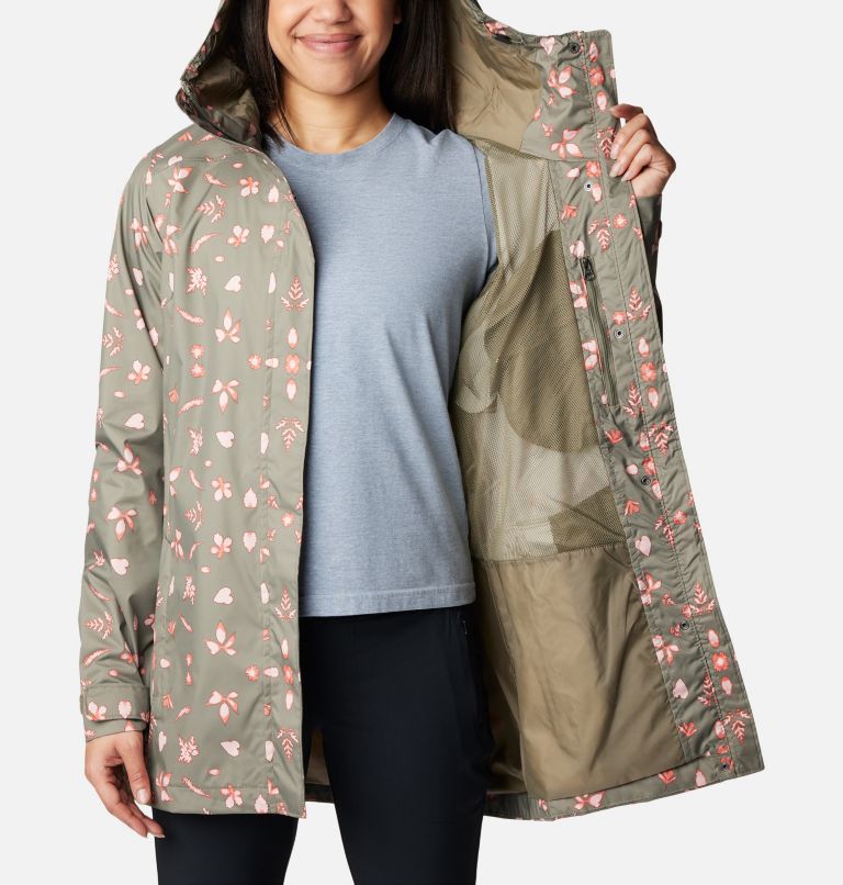 Women’s Splash A Little II Rain Jacket, Color: Stone Green Cyanofrond Print, image 5