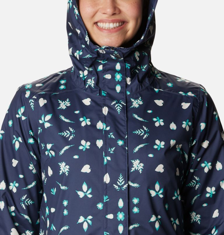 Women’s Splash A Little II Rain Jacket, Color: Nocturnal Cyanofrond Print, image 4