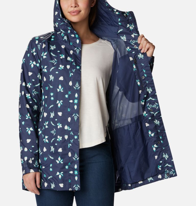 Women’s Splash A Little II Rain Jacket, Color: Nocturnal Cyanofrond Print, image 5