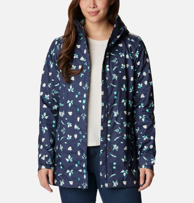 Women’s Splash A Little II Rain Jacket, Color: Nocturnal Cyanofrond Print, image 6