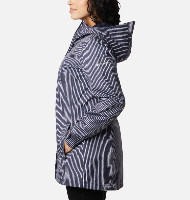 Women’s Splash A Little II Rain Jacket, Color: Dark Nocturnal Texture Stripe Print, image 3
