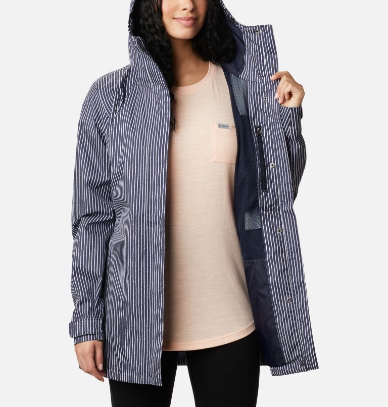 Women’s Splash A Little II Rain Jacket, Color: Dark Nocturnal Texture Stripe Print, image 5