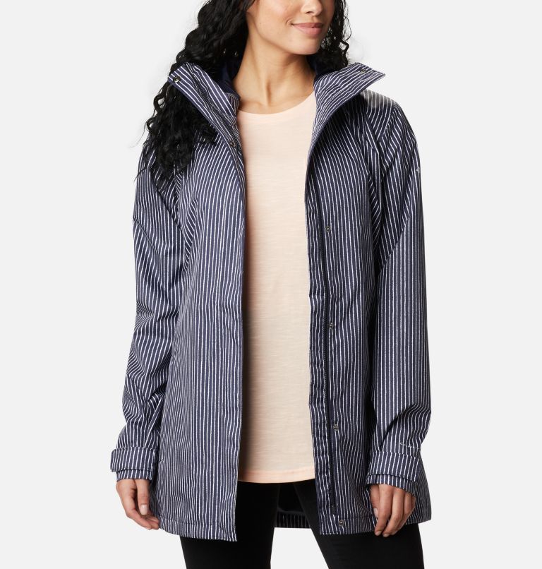 Women’s Splash A Little II Rain Jacket, Color: Dark Nocturnal Texture Stripe Print, image 1