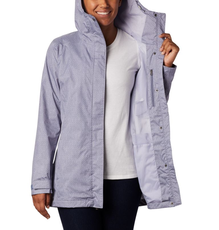 Women’s Splash A Little II Rain Jacket, Color: New Moon Titch Diamond Print, image 5