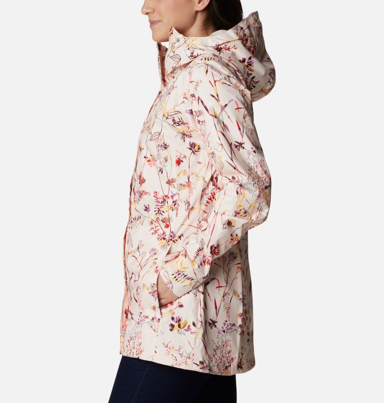 Women’s Splash A Little II Rain Jacket, Color: Peach Quartz Art Bouquet Multi Print, image 3