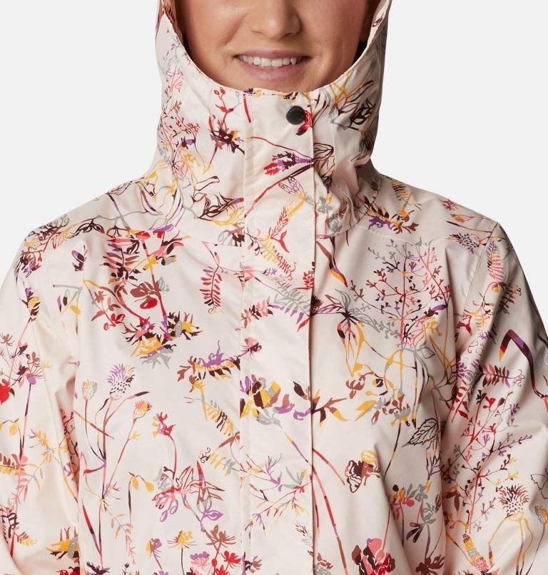 Women’s Splash A Little II Rain Jacket, Color: Peach Quartz Art Bouquet Multi Print, image 4