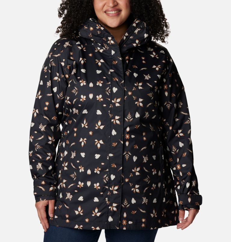 Thumbnail: Women’s Splash A Little II Rain Jacket - Plus Size, Color: Black Cyanofrond Print, image 1