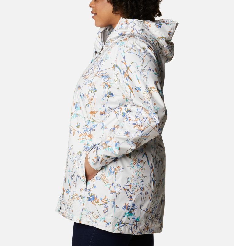 Women’s Splash A Little II Rain Jacket - Plus Size, Color: White Art Bouquet Multi Print, image 3
