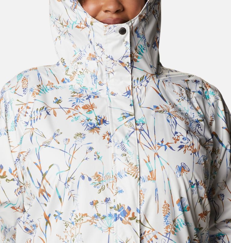 Women’s Splash A Little II Rain Jacket - Plus Size, Color: White Art Bouquet Multi Print, image 4