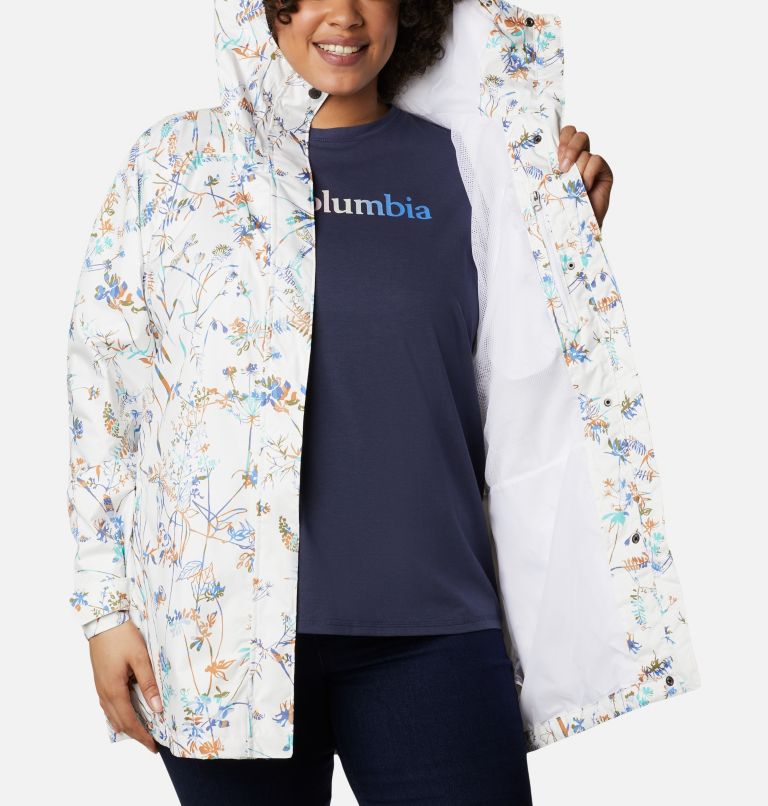 Women’s Splash A Little II Rain Jacket - Plus Size, Color: White Art Bouquet Multi Print, image 5