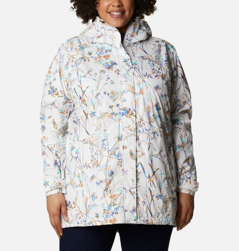 Women’s Splash A Little II Rain Jacket - Plus Size, Color: White Art Bouquet Multi Print, image 6