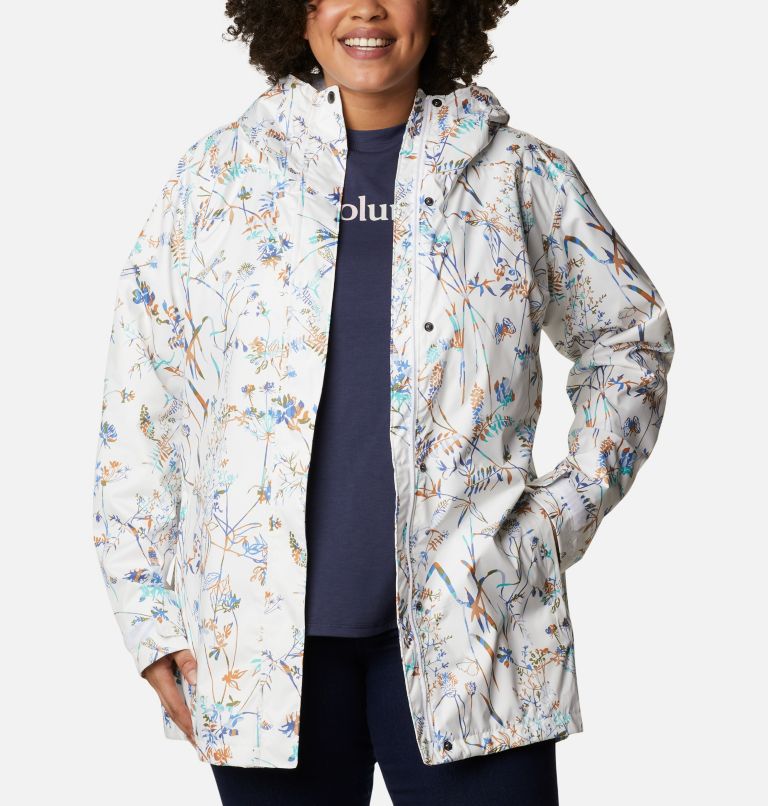 Women’s Splash A Little II Rain Jacket - Plus Size, Color: White Art Bouquet Multi Print, image 1