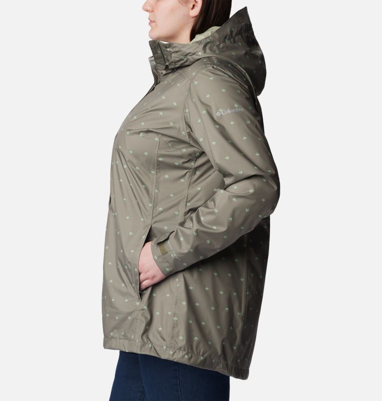 Women’s Splash A Little II Rain Jacket - Plus Size, Color: Stone Green Swell Dots Print, image 3