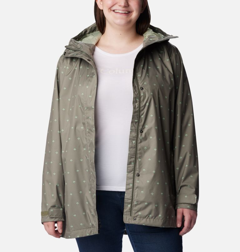 Women’s Splash A Little II Rain Jacket - Plus Size, Color: Stone Green Swell Dots Print, image 6