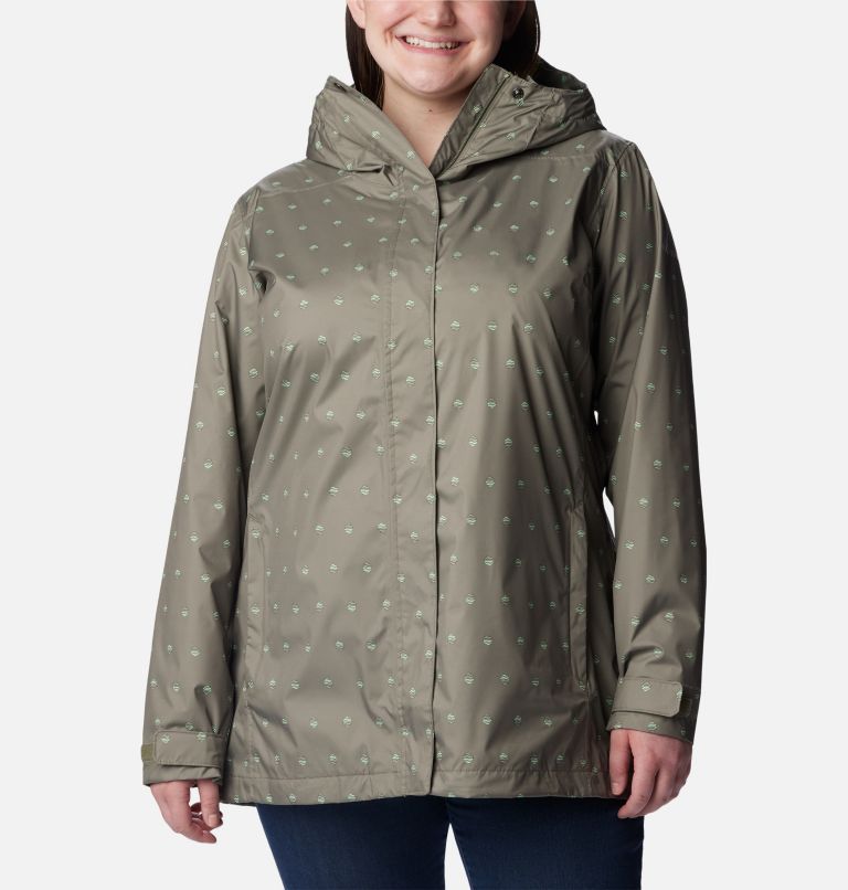 Women’s Splash A Little II Rain Jacket - Plus Size, Color: Stone Green Swell Dots Print, image 1