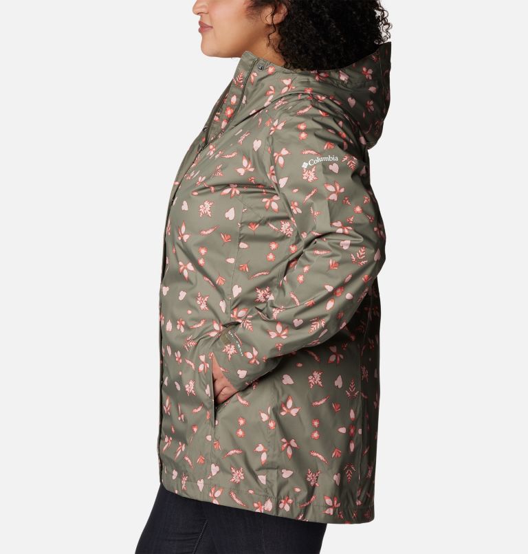 Thumbnail: Women’s Splash A Little II Rain Jacket - Plus Size, Color: Stone Green Cyanofrond Print, image 3